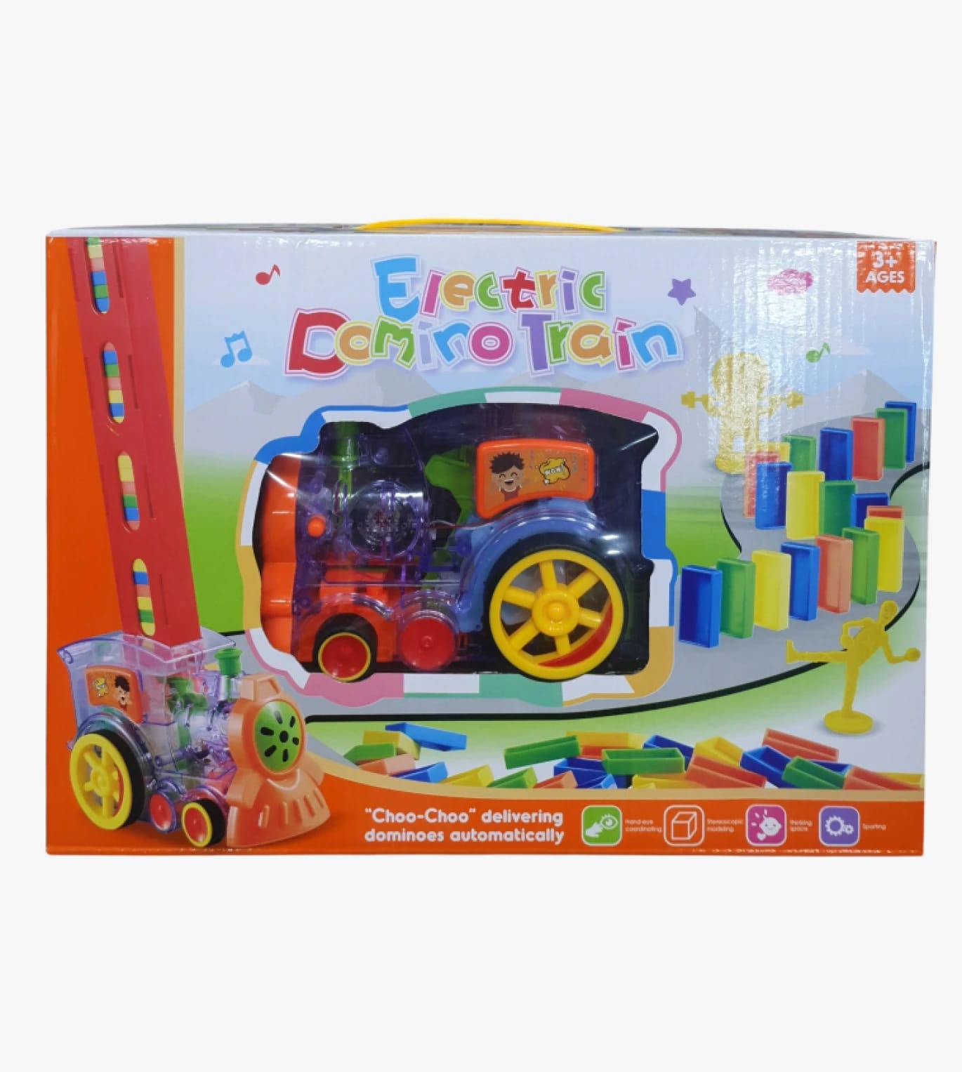 Electric Domino Train Toy for Kids with Colorful Design, Motor Functions, LED, and Sound, Fun and Educational, Made to Delight and Entertain Young Children.