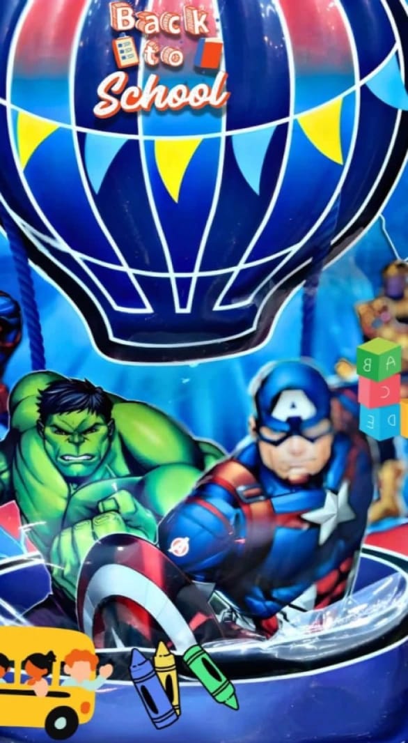 Kids' School Backpack with Colorful Superheroes Design, Perfect for Back to School, Featuring Eye-Catching Balloon Theme and Vibrant Colors Ideal for Boys and Girls Superhero Fans