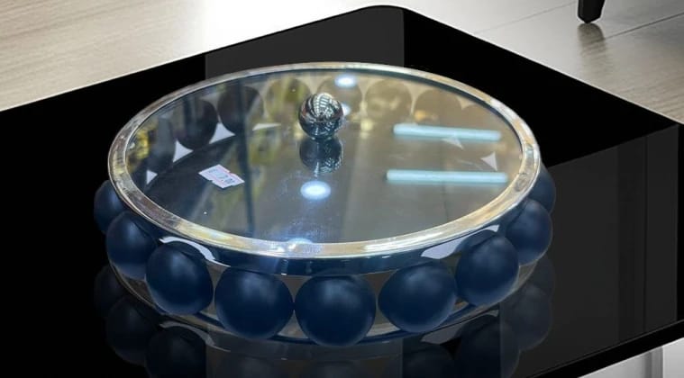 Deluxe Glass Cake Dome by Design House with Ornament Balls for Modern Homes and Gourmet Kitchens, Ideal for Professional Hosts, Meticulously Crafted to Make a Stunning Impression when Serving Baked Goods