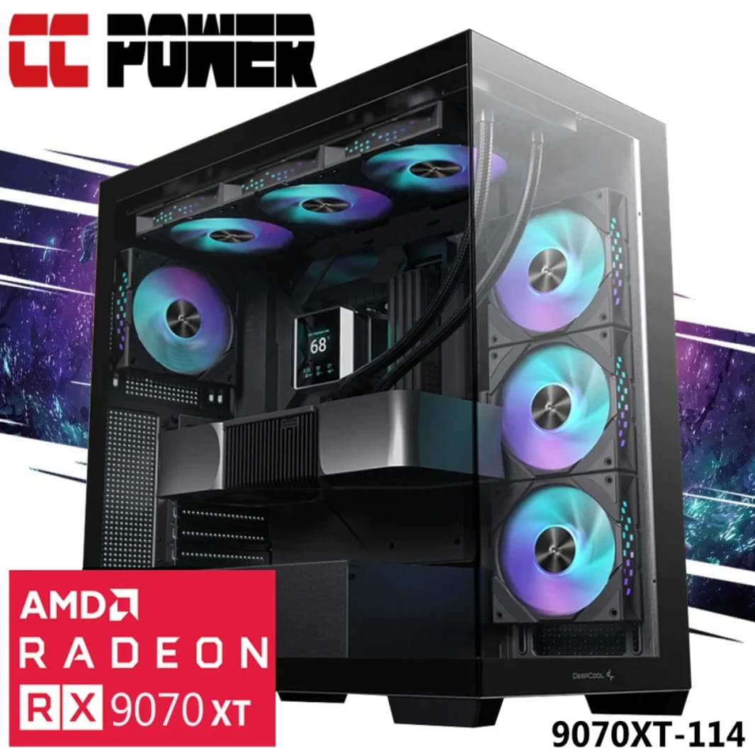 CC Power 9070XT-114 Gaming PC NEW 9Gen AMD Ryzen 9 9950X 16-Cores w/ AMD Radeon RX 9070 XT 16GB GDDR6 & Liquid Cooler