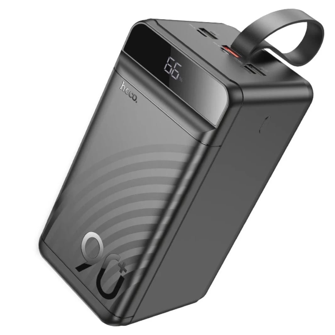 HOCO J123D Mobile Power Bank with 90,000mAh capacity 22.5W+PD20W, 3 × USB-A and Type-C Outputs, LED Digital Display of Power Level. Green indicator of PD / QC fast charging. Fully Compatible - Black
