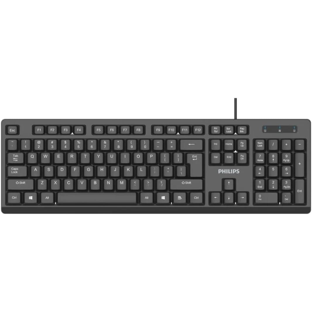 Philips K234 USB Wired Keyboard for PC Laptop Desktop Computers | 104 Keys with Numeric Keypad- Black