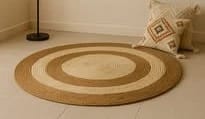 Decor Home Circular Rug with Concentric Stripe Design for Modern Comfort, Perfect for Indoor Spaces and Family Rooms, Adding Style to Various Living Areas
