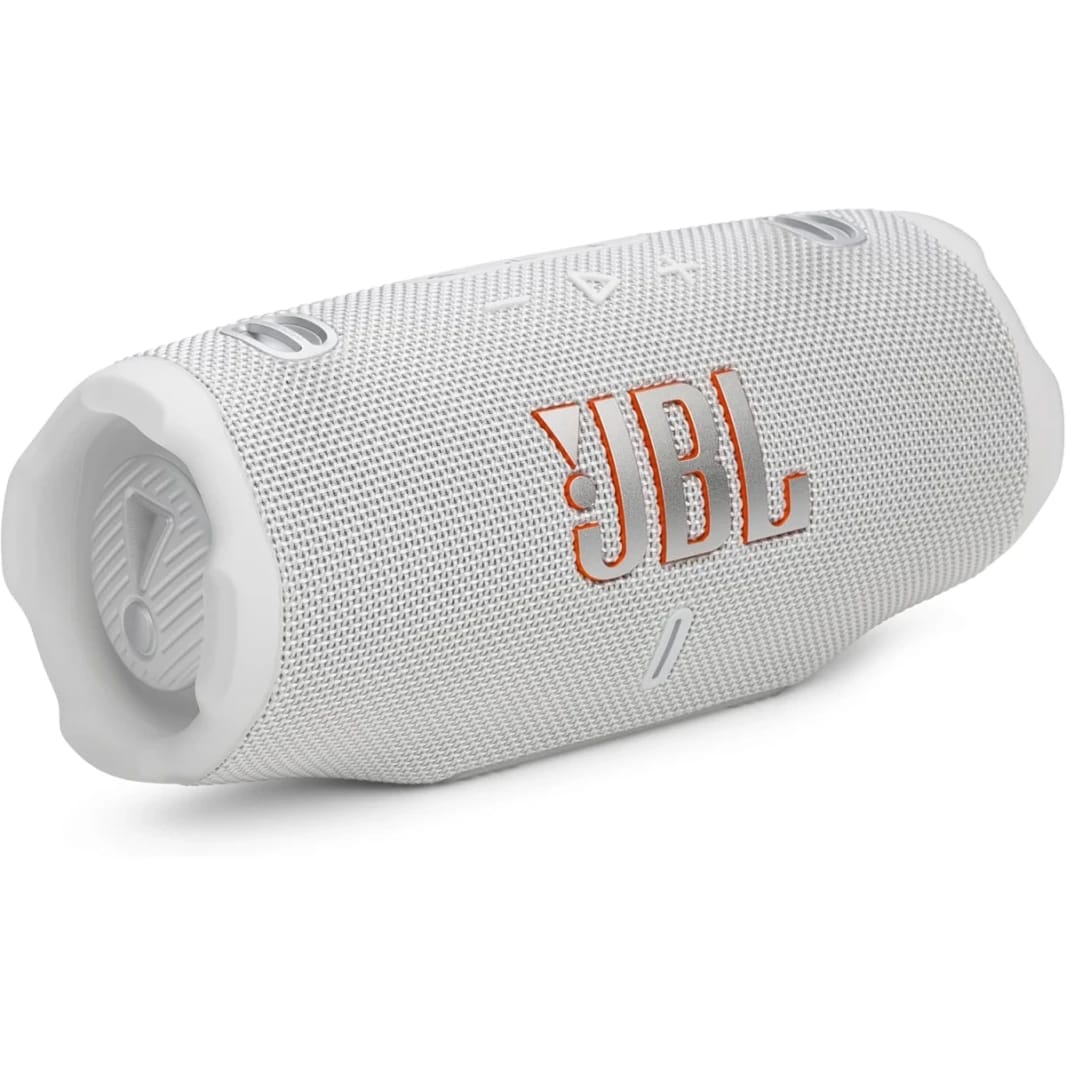 JBL Charge 6 - Portable Waterproof & Drop-Proof Bluetooth Speaker, Bold Pro Sound with AI Sound Boost, 28Hrs of Playtime, Built-in power bank & Comes with a Sturdy/Removable Carrying Strap - White