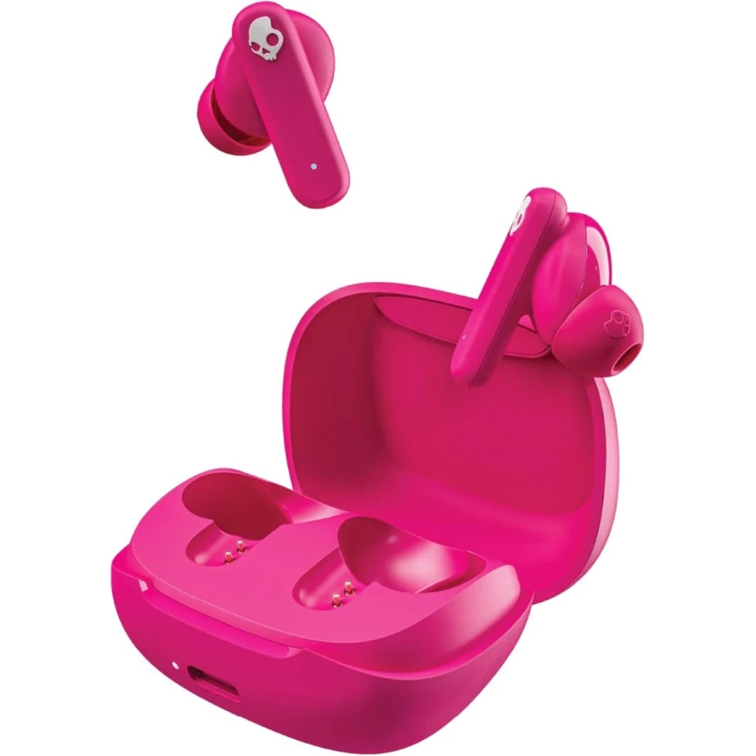 Skullcandy SMOKIN Buds Wireless Earbuds, Bluetooth Headphones, Noise Isolating Fit, Up to 20 Hours Battery, IPX4 Sweat and Water Resistant, Microphone for iPhone Android - Pink