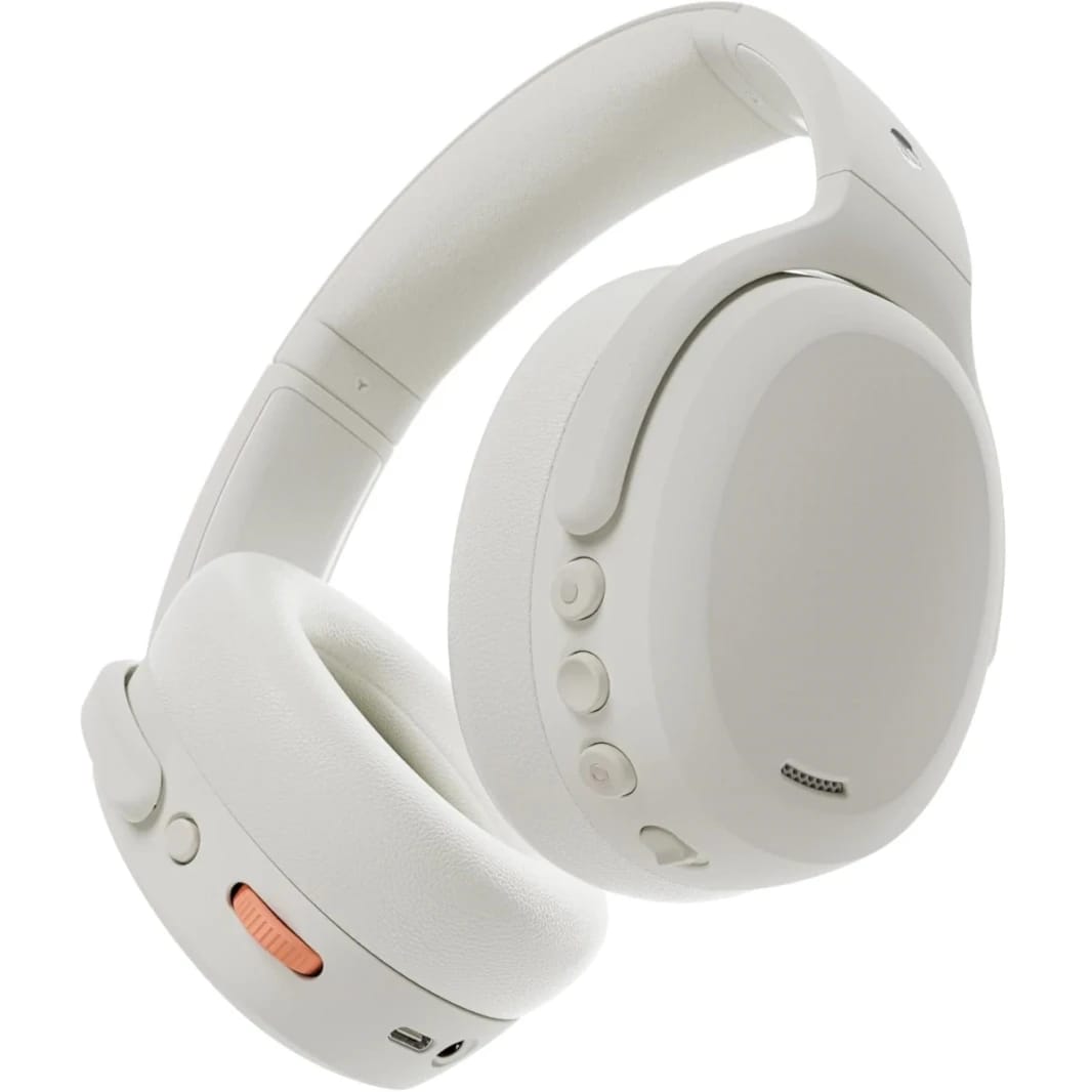 Skullcandy Crusher ANC 2 Wireless Over-Ear Bluetooth Headphones with Multi-Sensory Bass and Charging Cable, Active Noise Cancelling, Up to 60 Hours Battery, Microphone for iPhone Android - Bone