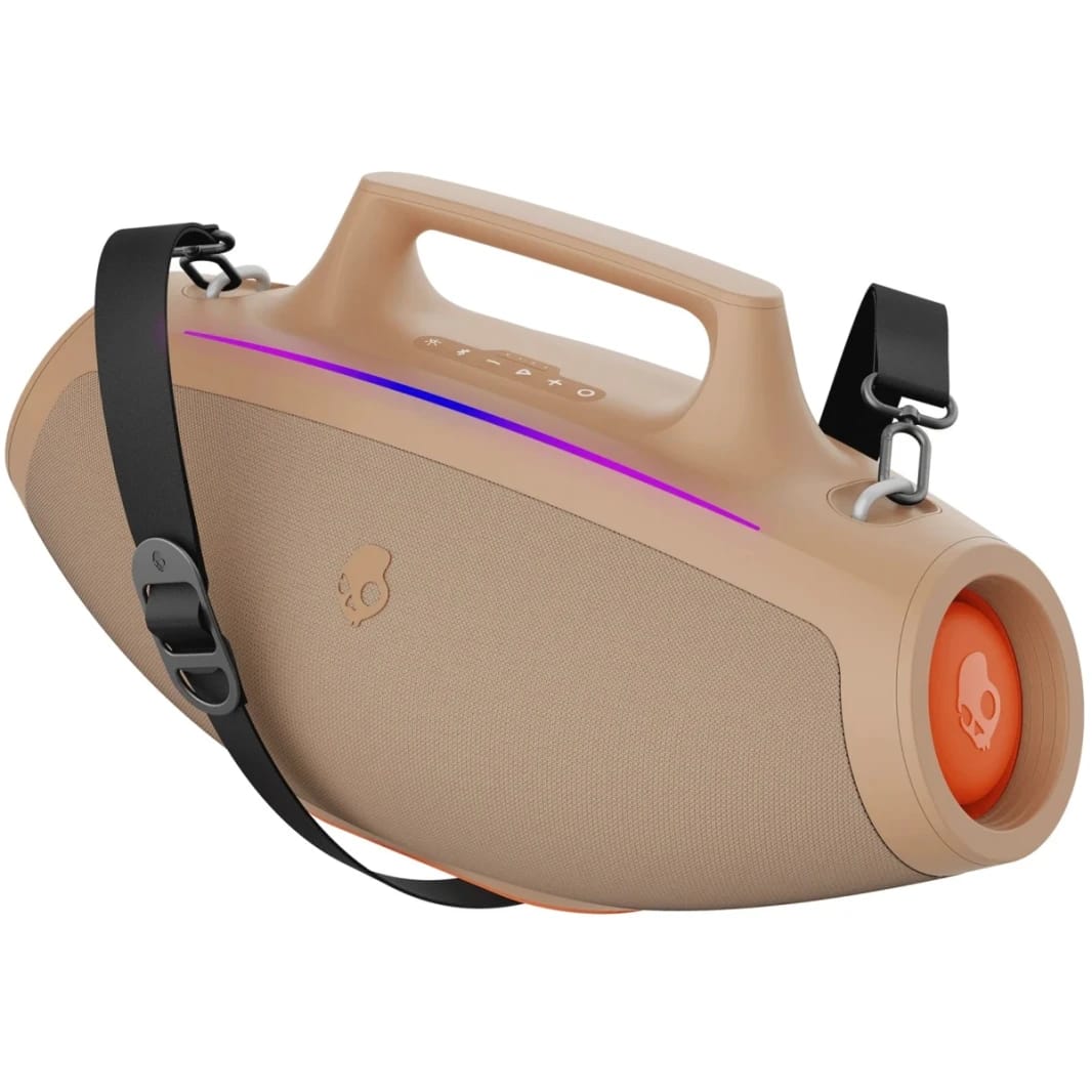Skullcandy Barrel Bluetooth Boombox Speaker – Water-Resistant Wireless Portable Speaker, with LED Lightshow Mode, 12 Hour Battery, Multi-Link, & USB-C & USB-A Output Charging - Primer