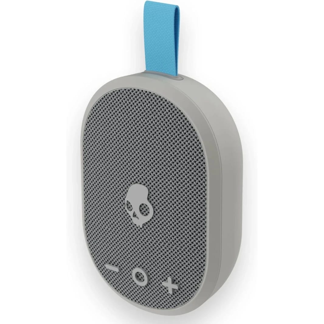Skullcandy Ounce Wireless Bluetooth Speaker - IPX7 Waterproof Mini Portable Speaker with 16 Hour Battery, Downward Firing Passive Radiator, and Ballistic Nylon Carry Strap - Light Grey