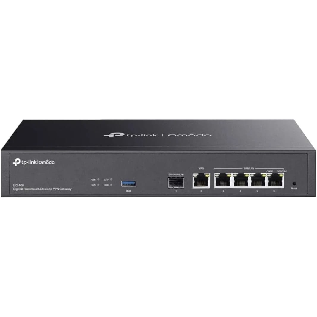 TP-Link ER7406 Omada Gigabit Rackmount/Desktop VPN Gateway, 1x Gigabit SFP WLAN/LAN, 5x Gigabit RJ45, 1x USB3.0, Load Balance