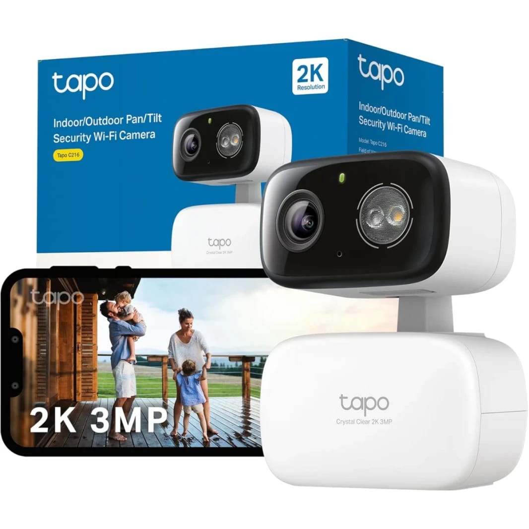 Tapo C216 2K 3MP Outdoor Camera 360°Pan/Tilt, IP65 Color Night Vision, Security Camera Outdoor WiFi, Smart AI Detection,Spotlights, Indoor Cameras House Security, CCTV, Alexa/Google,