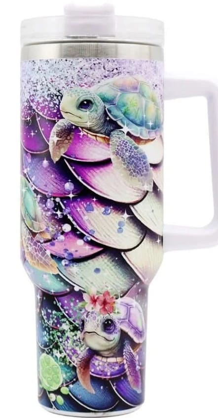 Product Name: Stylish Brand Thermal Mug with Artistic Turtle Design for Tea, Coffee, Hot and Cold Beverages Enthusiasts