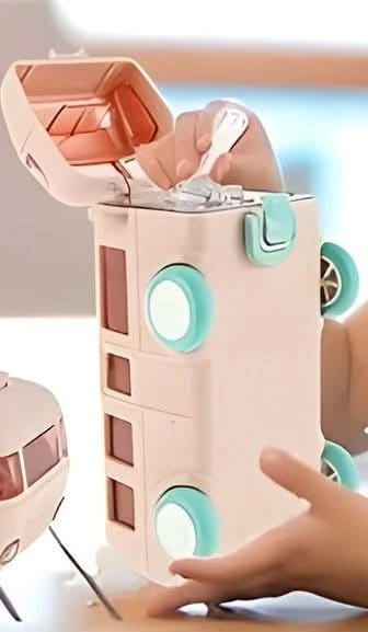 Children's Lunch Box with Unique Van Design by Stylish Brand for Kids Featuring Decorative Wheels and Secure Latching, Ideal for School, Trips, and Picnics, Made from Child-Safe Materials