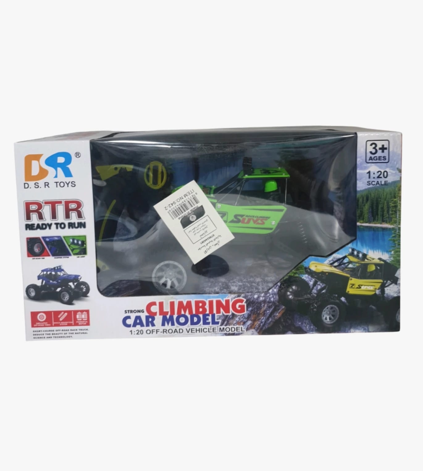 سيارة تسلق قوية ذات تصميم جذاب من D.S.R Toys للأعمار 3 سنوات فأكثر، نموذج 1:20 مناسب لمحبي السيارات الصغيرة وعشاق المغامرات الطرق الوعرة. جاهزة للانطلاق مع بطارية قوية وتحكم سهل.