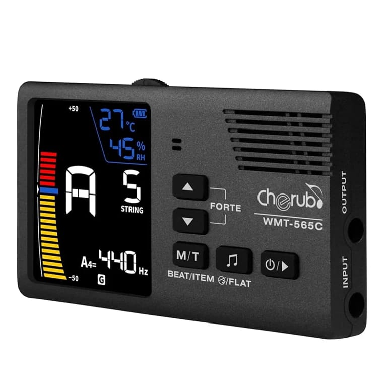 جهاز Cherub WMT-565C متعدد الوظائف قابل للشحن: مترونوم، موالف، مولد نغمات، ومراقب للحرارة والرطوبة