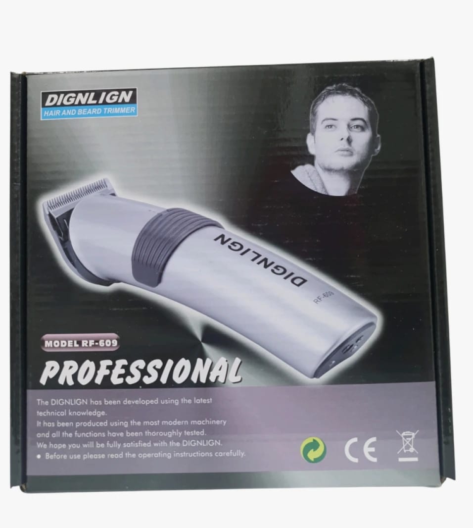DIGNLIGN Hair and Beard Trimmer Model RF-609 for Professional Men, Stylish and Multi-functional Design for Personal and Salon Use, Electric and Rechargeable Battery Powered, Ensuring High Performance and Durability.