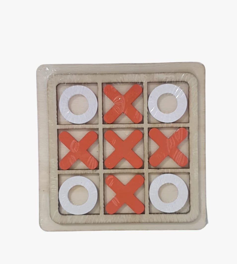 Classic Wooden Tic Tac Toe Game with Stylish Design for Kids and Adults Featuring Colorful X and O Shapes, Perfect for Stimulating Intelligence and Family Fun.