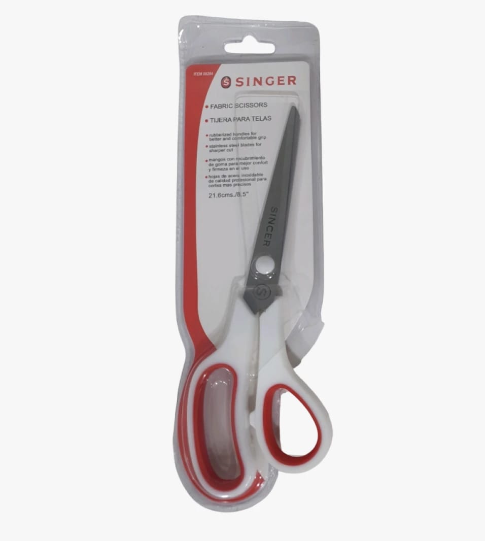 Singer Premium Fabric Scissors with Rubberized Handle for Comfort and Precision Grip, Featuring Stainless Steel Blades for Optimal Fabric Cutting and Crafting, Perfect for Tailors and Crafters Alike.