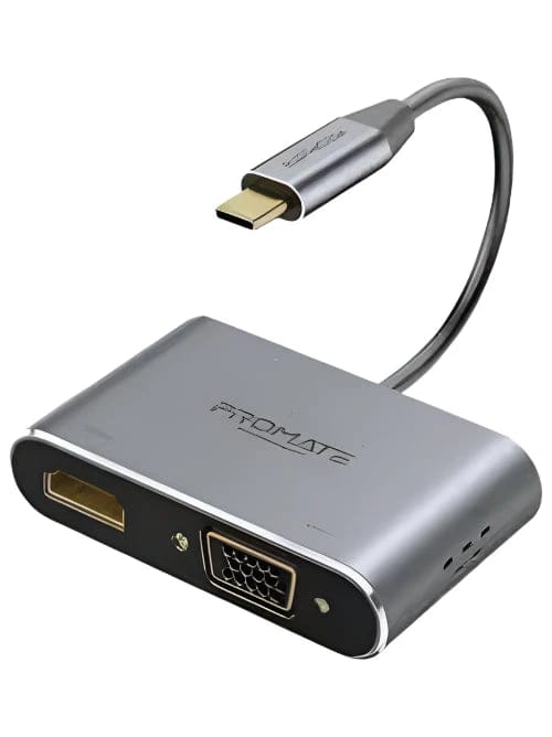 Promate Mediahub-C2 Usb-C To VGA & HDMI Adapter MacBook Pro/Air iPad