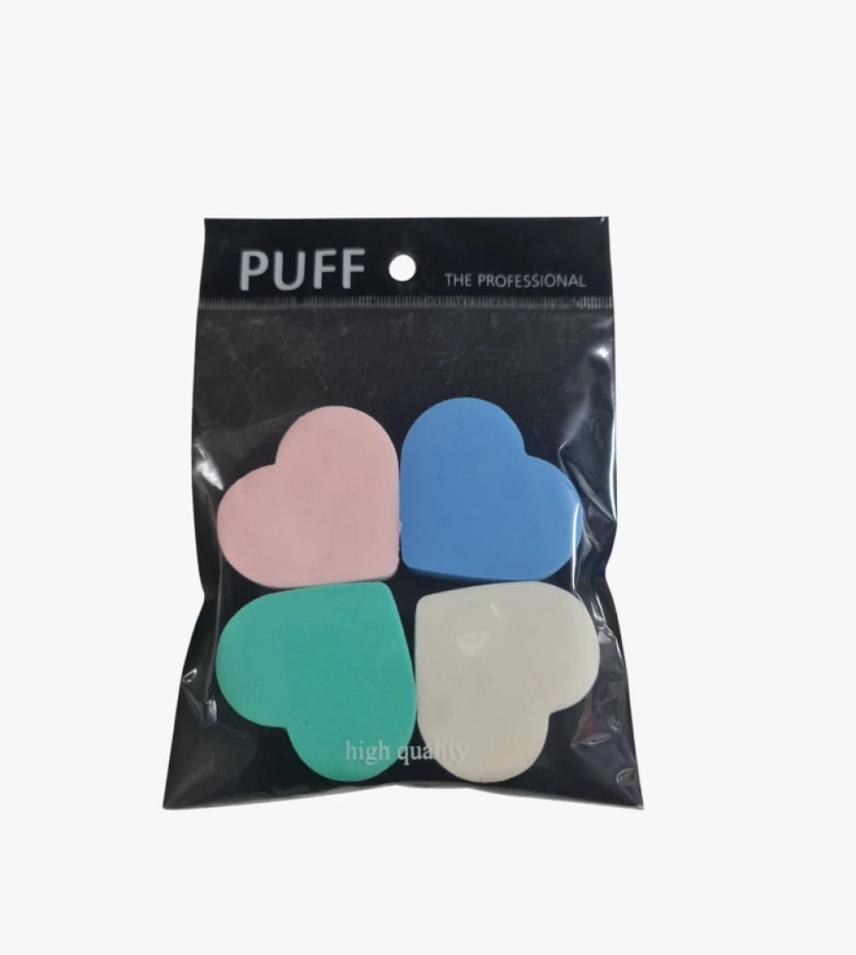 PUFF Heart-Shaped Beauty Blender Set, Perfect Makeup Tool Design for Everyday Use, Ideal for Beauty Enthusiasts.