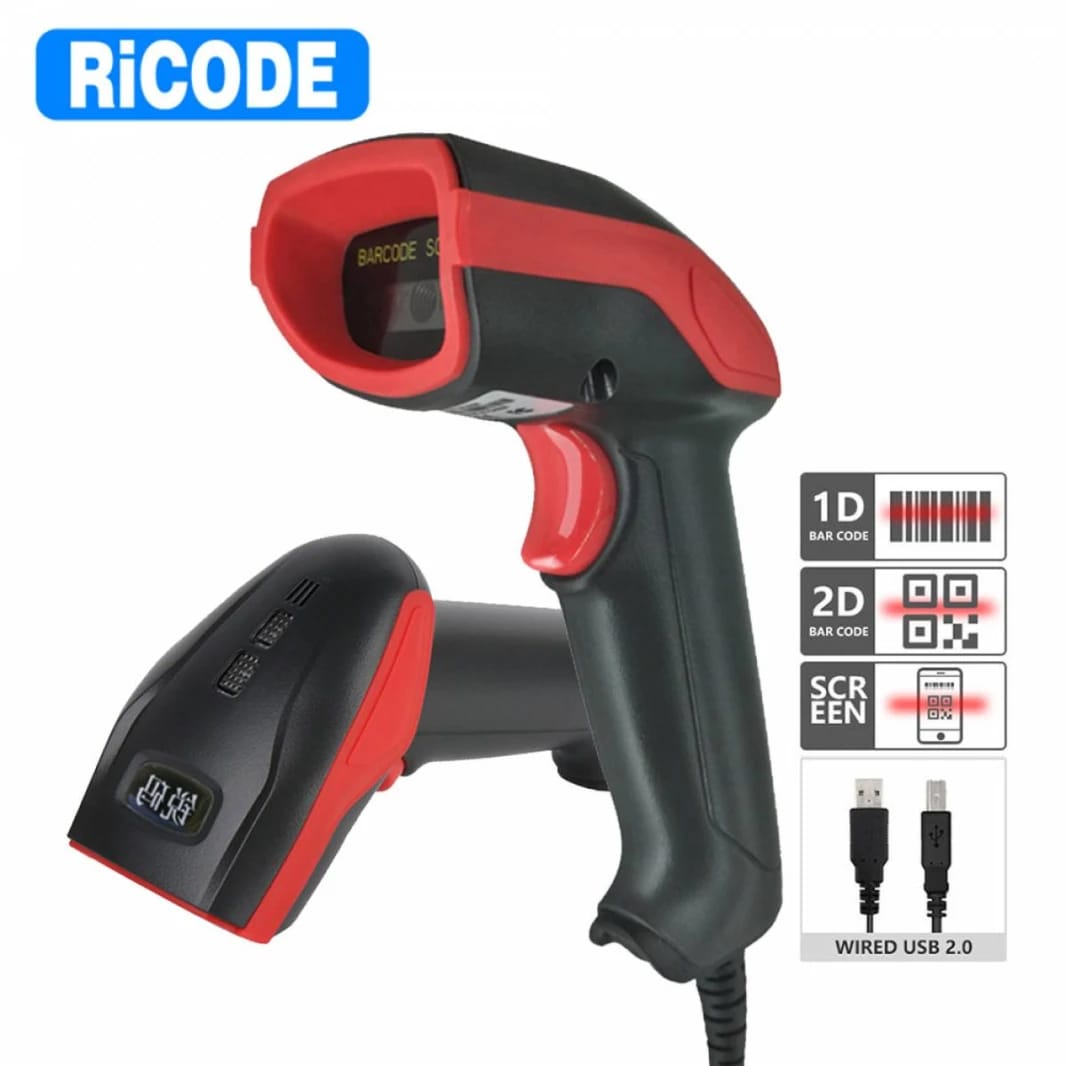 Ricode TiCODE AK17 Handheld Wired 1D 2D QR Code Gun Scanner with 640x480 Global CMOS Sensor