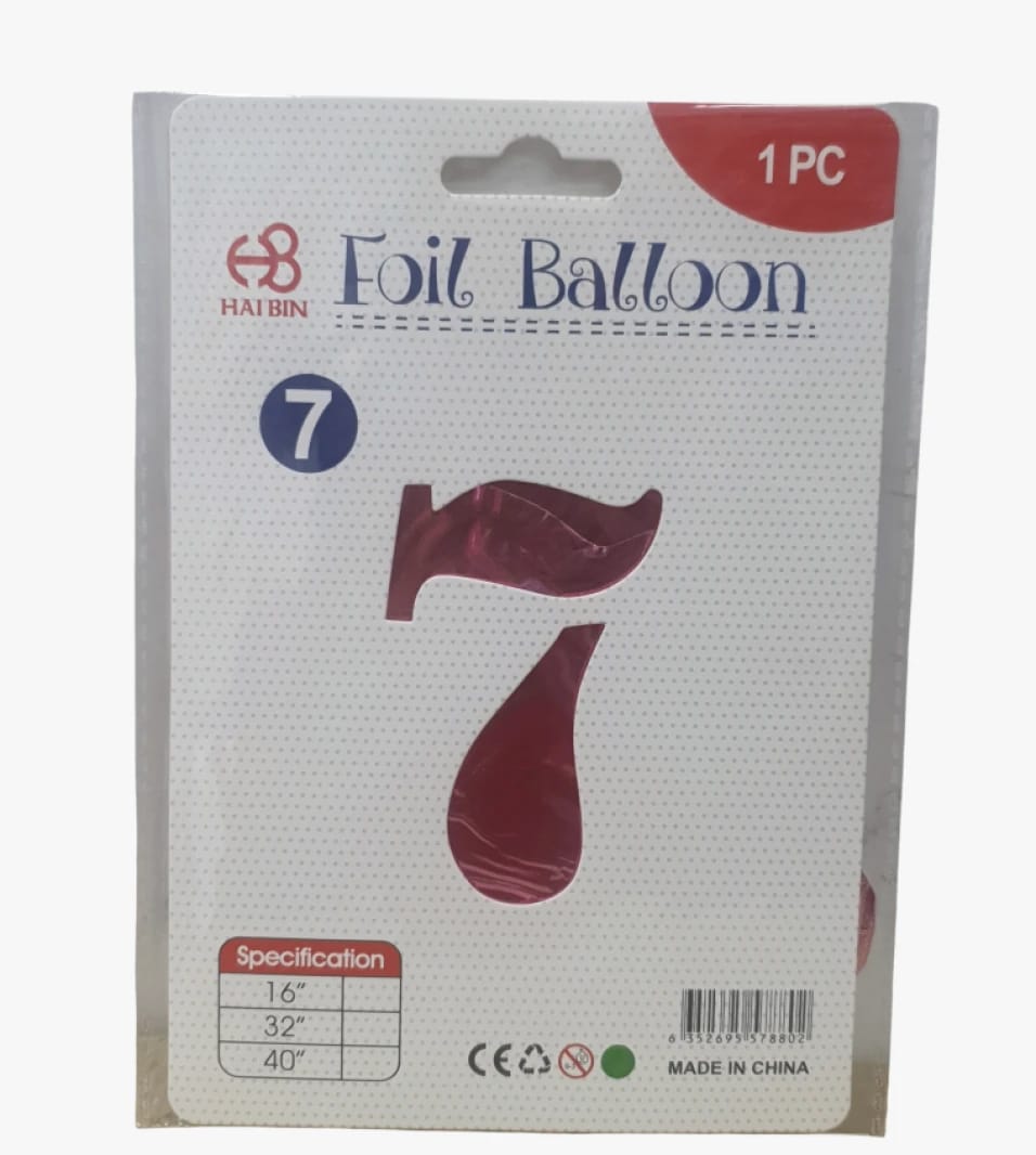 High-Quality Metallic Foil Balloon Number 7 by Hai Bin for Celebrations and Parties for Adults and Children