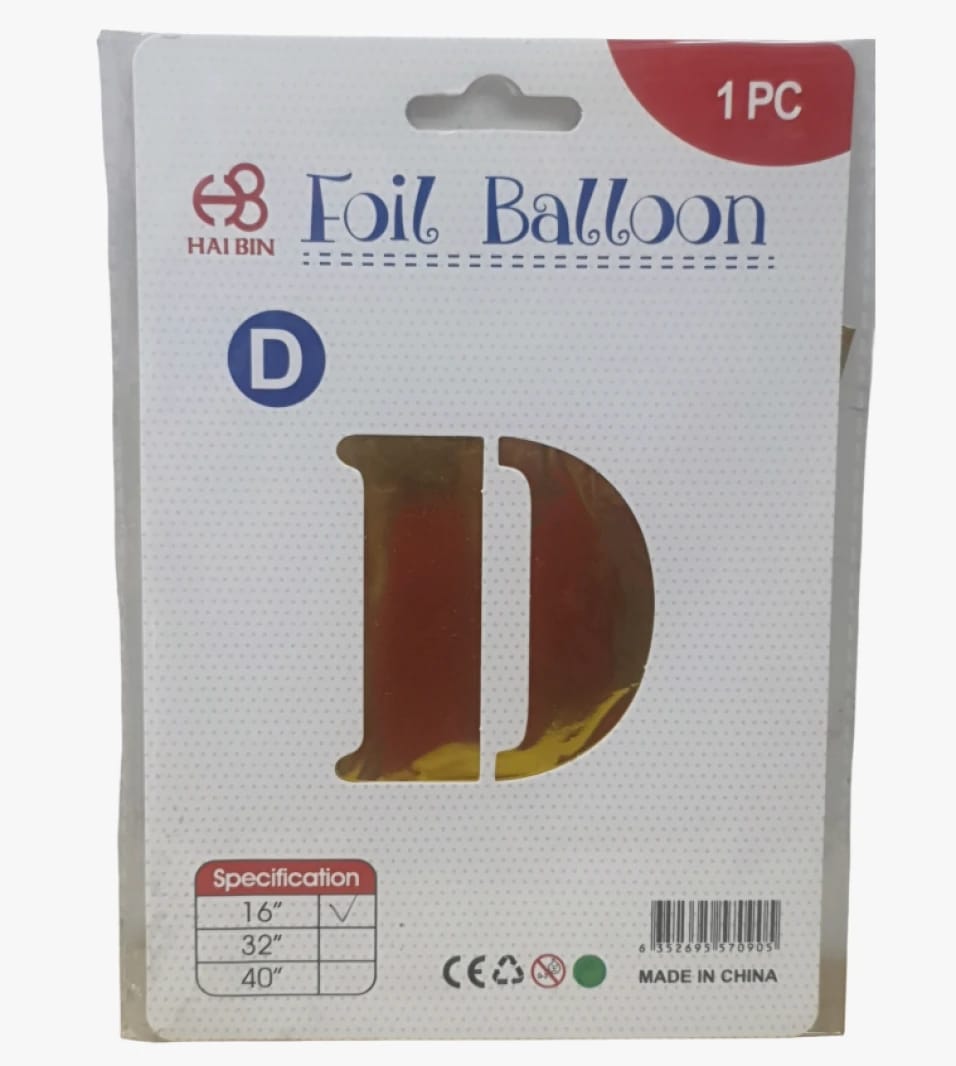 Hai Bin Foil Balloon Letter D for Decorations and Celebrations, Ideal for Special Occasions and Parties