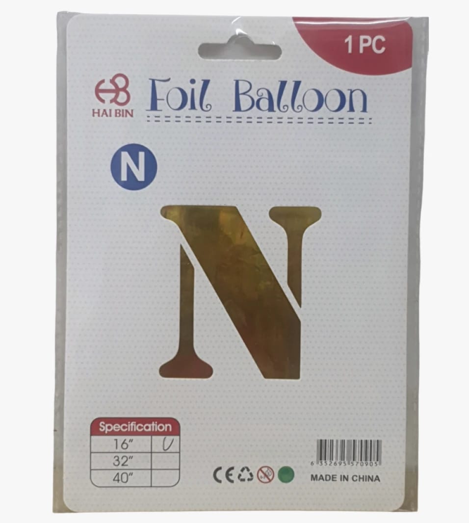 Hai Bin Gold Letter N Foil Balloon Helium Party Decoration for Special Events and Celebrations