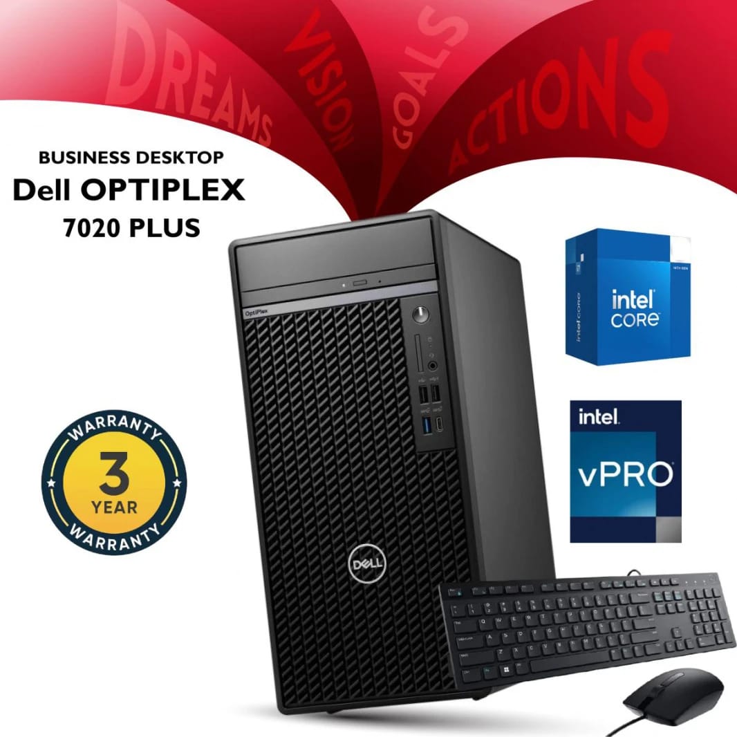 NEW Dell OPTIPLEX 7020 PLUS Intelligent PC Desktop Intel® Core™ i5-14500 14th Gen 5.0 GHz vPro Processors Core 14 Threads: 20, 8GB DDR5 & 512 M.2 With Speaker - 3 Years Warranty