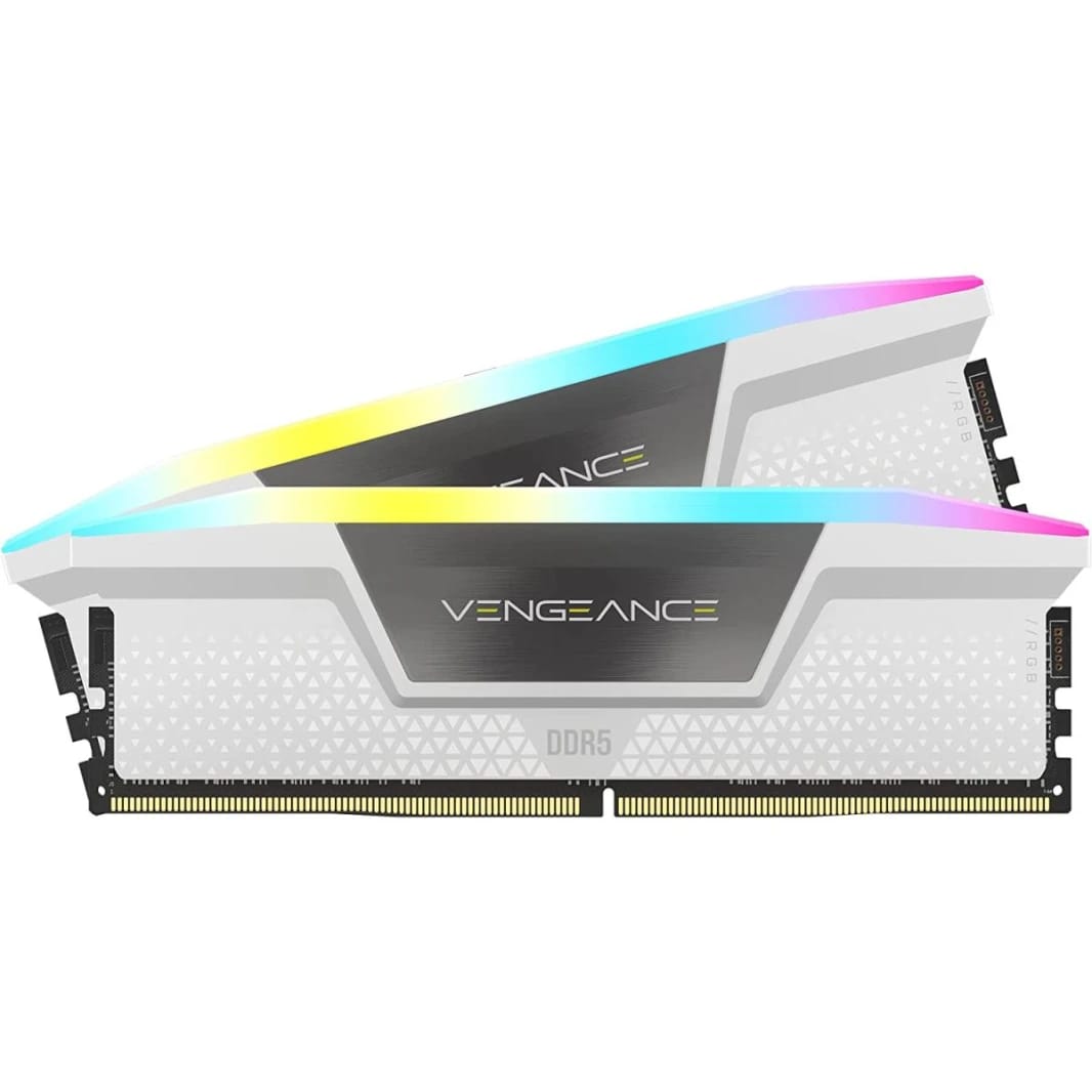 CORSAIR VENGEANCE RGB 64GB (2x32GB) DDR5 RAM 6000MT/s CL30 Memory Kit — White