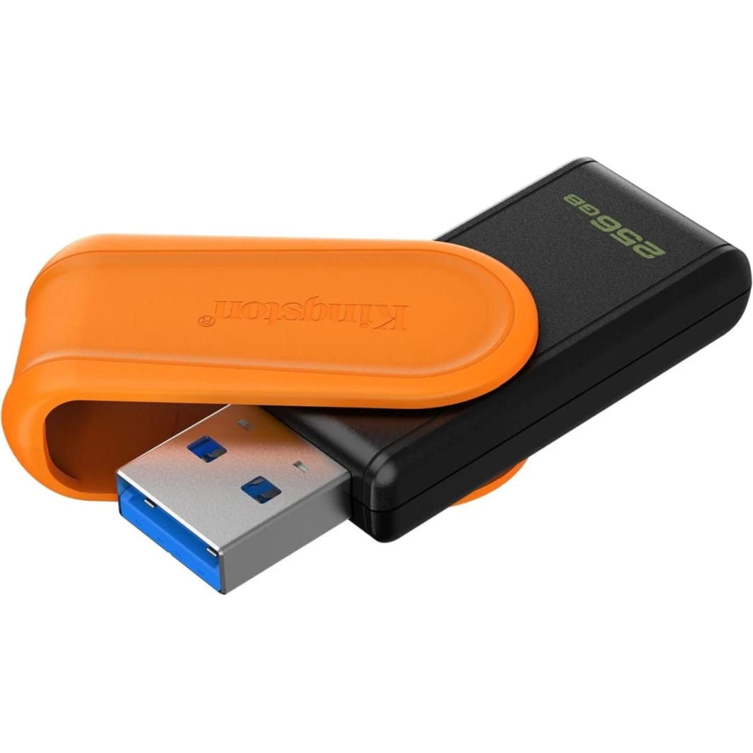 ذاكرة فلاش USB كينجستون داتا ترافيلر إكسوديا S - سعة 256 جيجابايت - USB 3.2 الجيل الأول - منفذ USB Type A - أسود/برتقالي - DTXS/256GB