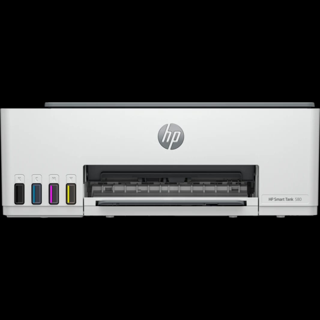 HP Smart Tank 580 All-in-One (Print/Copy/Scan) WiFi (Bluetooth, USB, Wi-Fi) Colour Wireless Ink Printer, 400 to 800 Recommended Monthly Page Volume, Smart buttons, Low-on-ink sensors