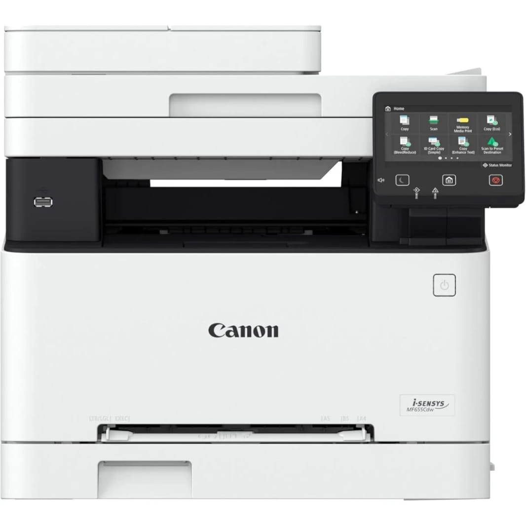 Canon i-SENSYS MF655Cdw Wireless Colour Multifunction Laser Printer - A4, Print, Copy, Scan - 21 ppm print speed, LCD Touch Screen - Wi-Fi Connectivity, Scan to Cloud - Office Printer
