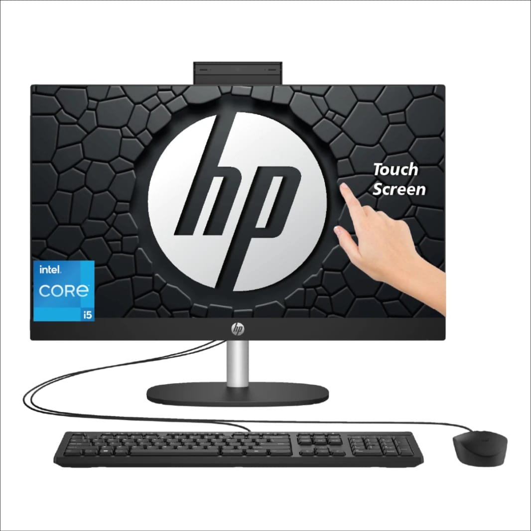 كمبيوتر HP الكل في واحد AIO 27-cr0015ne بمعالج Intel® Core™ i5-1335U بسرعة تصل إلى 4.6 جيجاهرتز، ذاكرة 8 جيجابايت DDR4، شاشة لمس IPS مقاس 27 بوصة بدقة FHD - أسود داكن