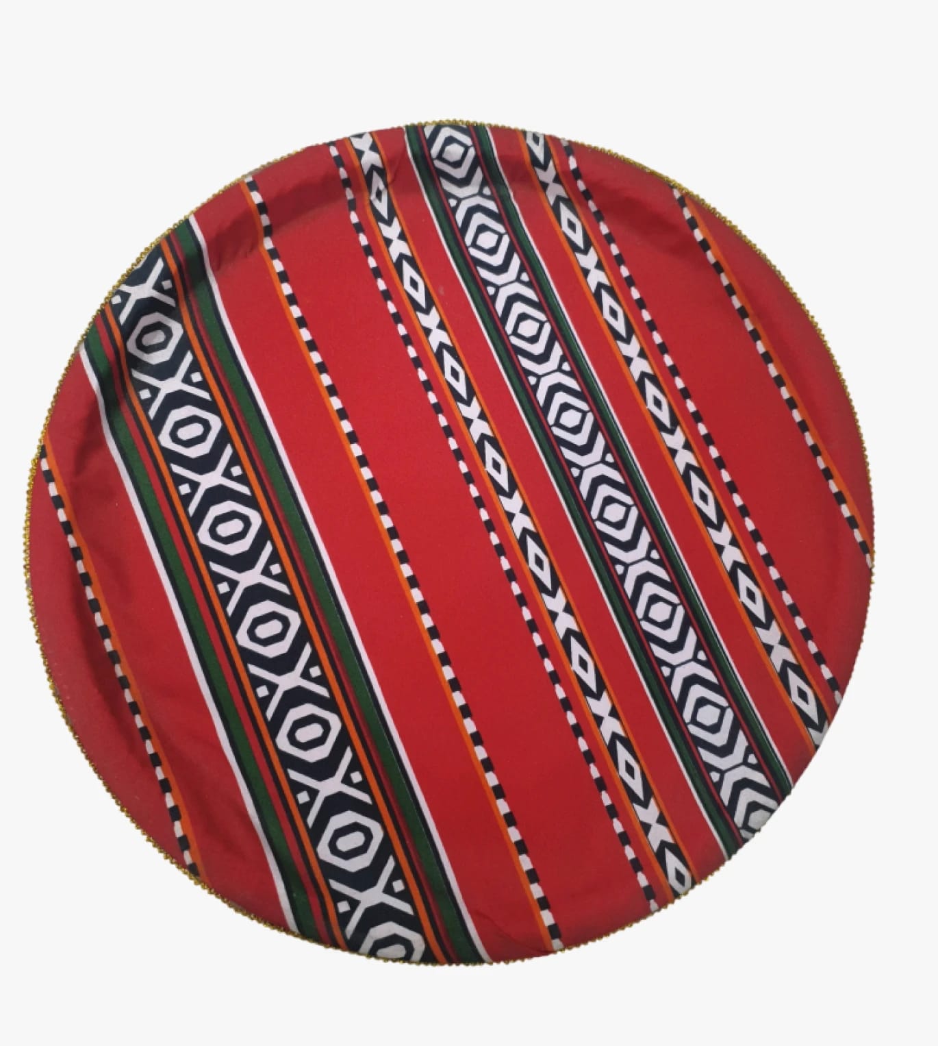 Decorative Round Tray with Colorful Geometric Design for Luxurious Home Decor with Traditional Pattern and Vibrant Colors