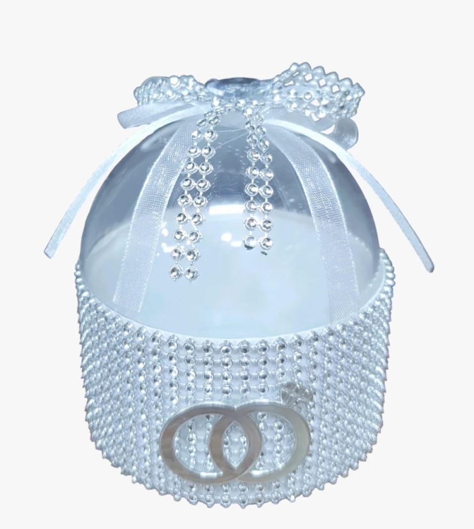 Unique Gift Box with Pearl Decorations and Clear Lid for Weddings and Special Occasions