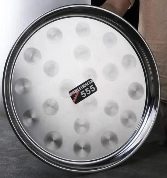 Metal Serving Tray Circular Design Elegant and Sleek with Flat Base Style 555 for Commercial and Home Use
