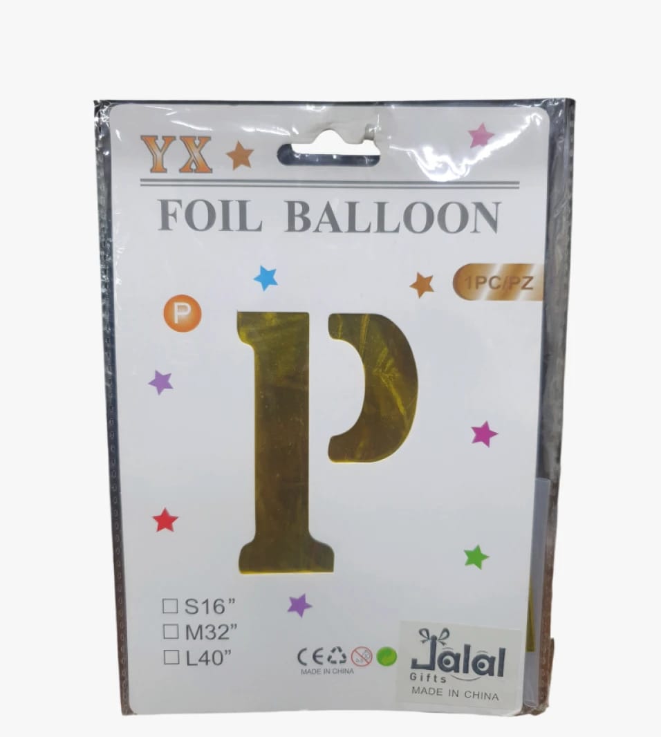 Golden Letter P Foil Balloon by Yalal, Perfect for Parties, Celebrations, and Gifts, Adds a Unique Touch to Any Special Occasion