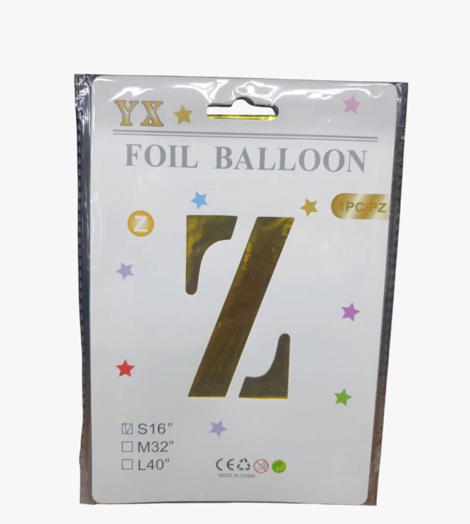 YX Celebration Events Golden Foil Balloon Letter Z for Parties and Occasions
