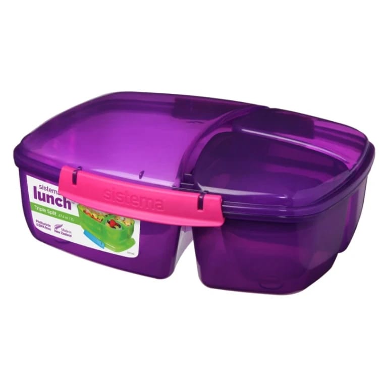 Sistema 3-Compartment Lunch Box with Yogurt Pot, Purple