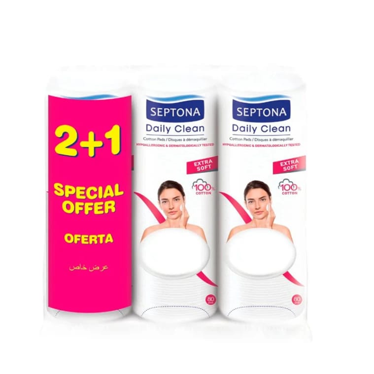 Septona Cotton Pads in a plastic bag PROMO 80 PCS 2+1