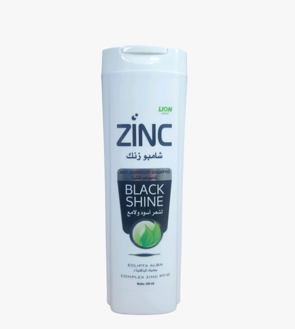 Zinc Black Shine Anti-Dandruff Shampoo for Shiny Black Hair for Men and Women 340ml