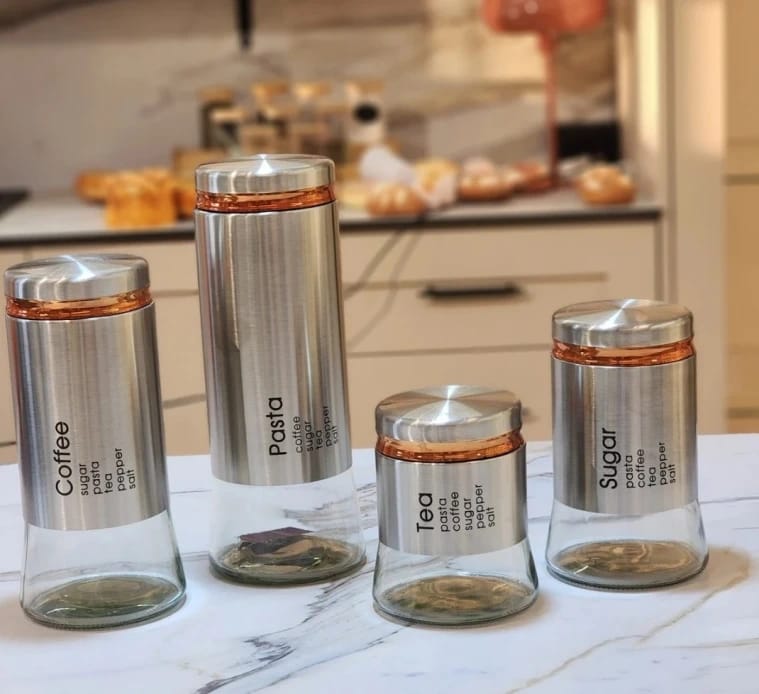 Clear Design Stainless Steel Storage Jar Set for Kitchen Organization Enthusiasts