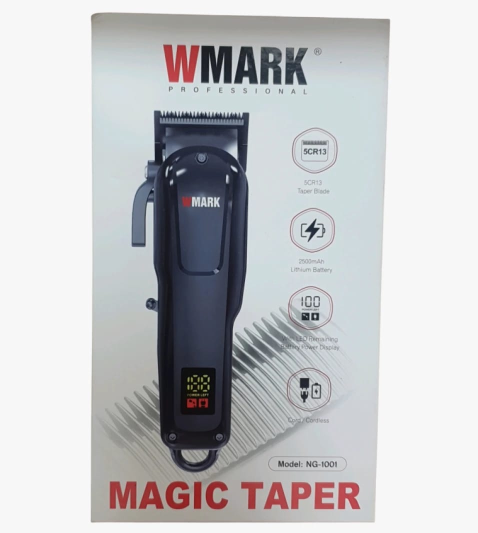 W Mark Professional Magic Taper Hair Clipper with Adjustable Blades and LED Display for Barbers