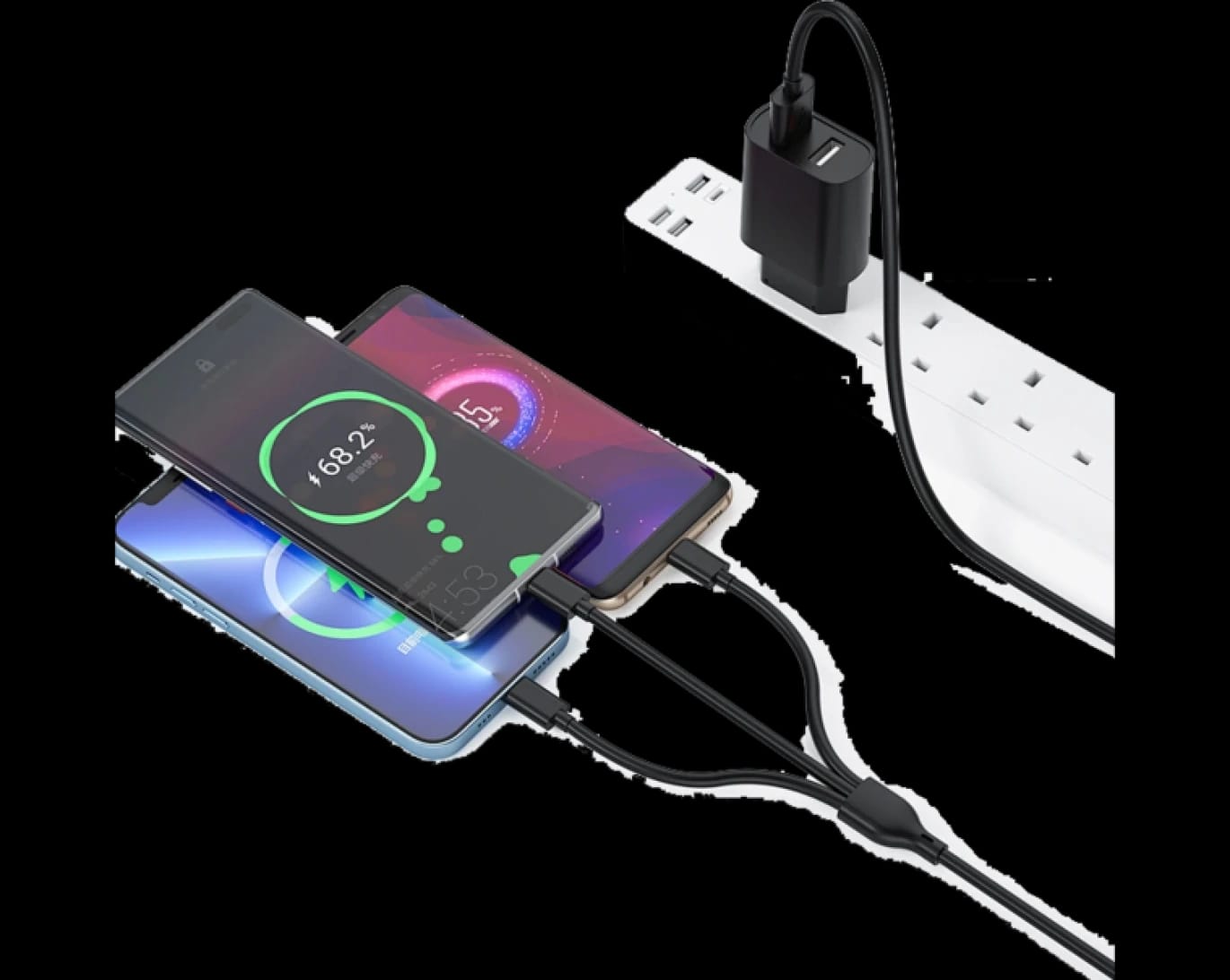 WiWU Wi-U003 Dual USB Charger + 3 in 1 Cable