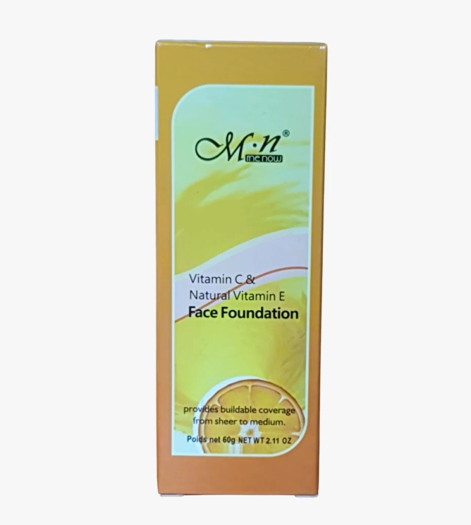 M.n Me Now Vitamin C & E Face Foundation Pump Design for Smooth Skin and Ideal Coverage with Buildable Layers.