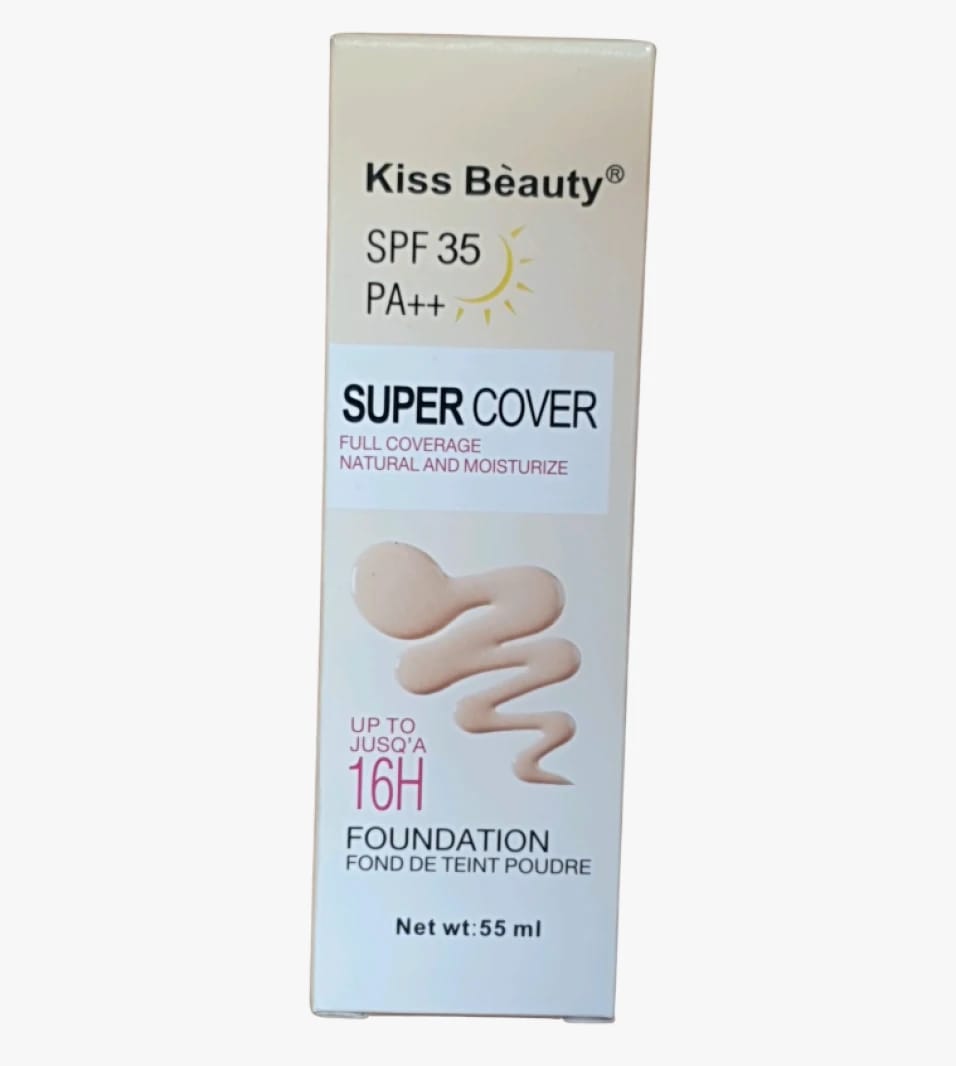 Kiss Beauty Super Cover Foundation SPF 35 PA++ Full Coverage Moisturizing Smooth Use for Modern Women