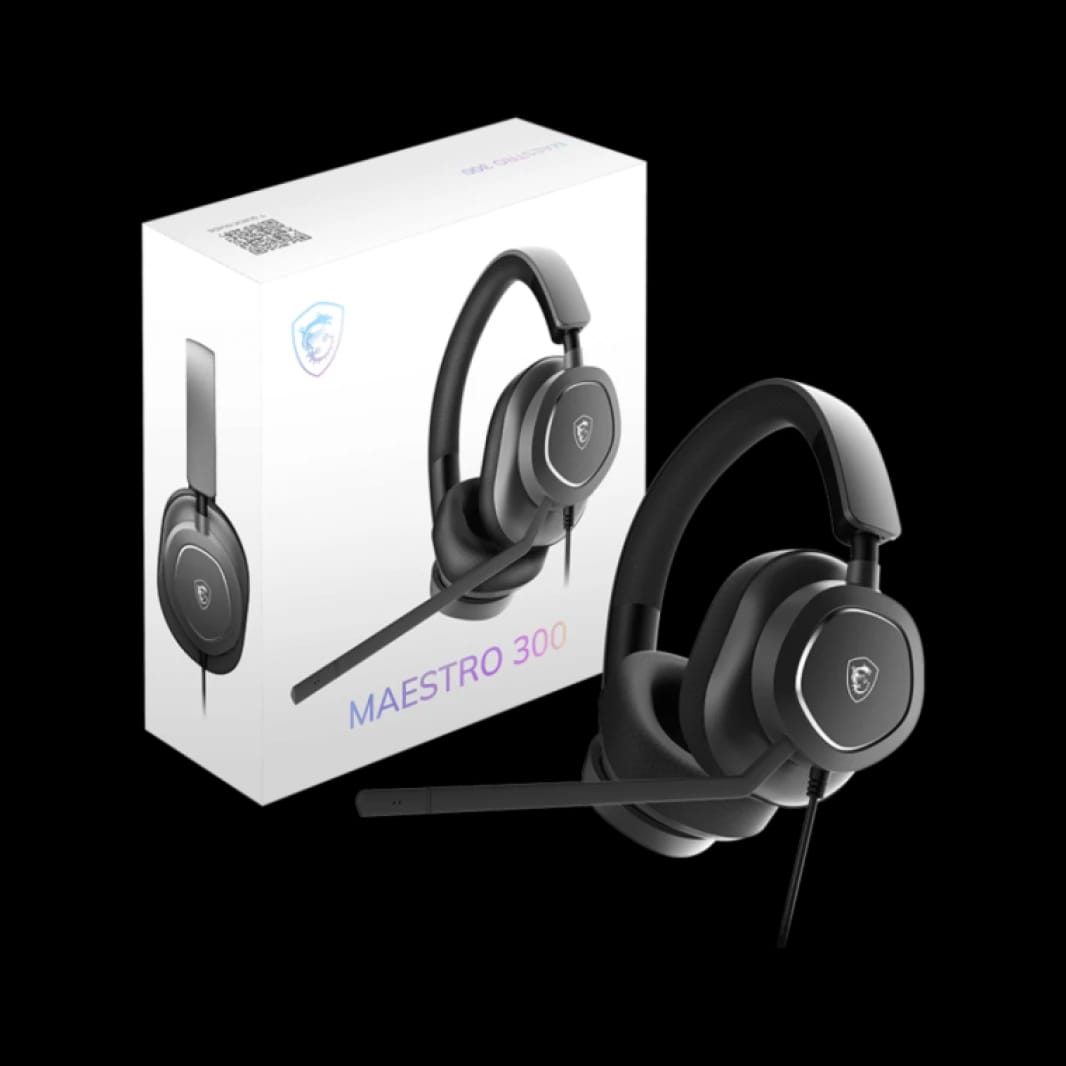 MSI Maestro 300 Gaming Headset – 40mm Neodymium Drivers, Unidirectional (Cardioid) Mic, Lightweight Comfort, Cross Platform Connectivity Wired USB-C