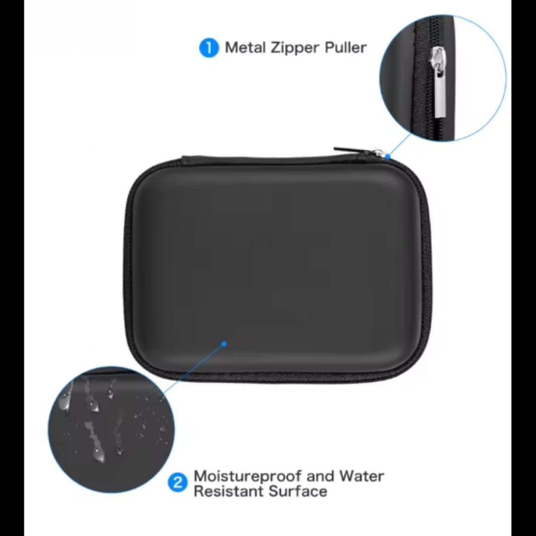 Pouch 2.5" External Hard Drive Case Semi Hard Shell - Black