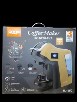 ماكينة قهوة RAF الأنيقة والمتعددة الاستخدامات سعة 1.0 لتر، مصممة لمحبي القهوة المنزلية بأفضل المعايير وتركز على الأداء والجودة.