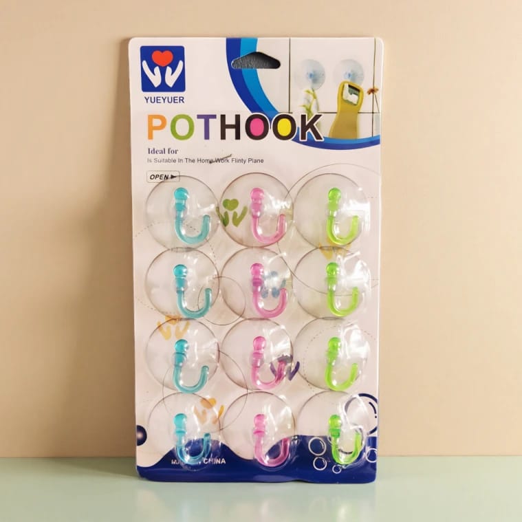 Adhesive Wall Hooks - 12 Pcs
